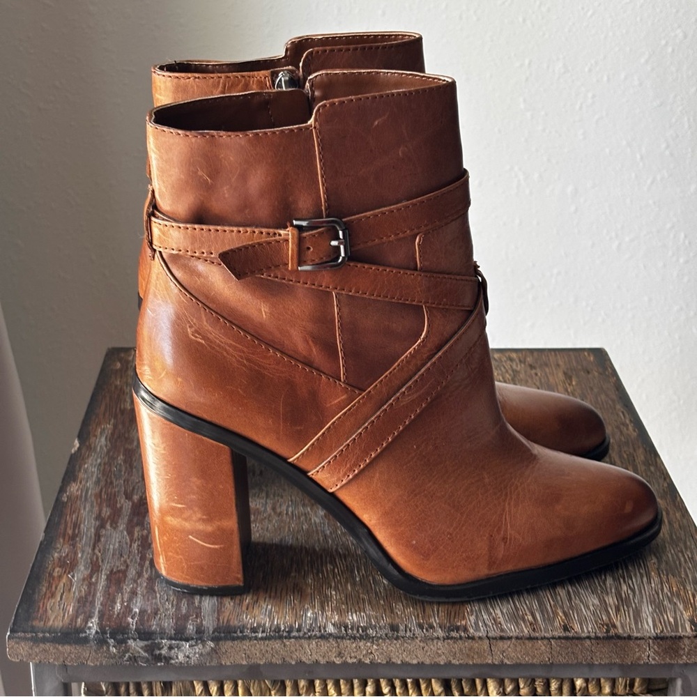 Vince Camuto Gravell Russet (Warm Brown) Leather Ankle Boots Size 12/42